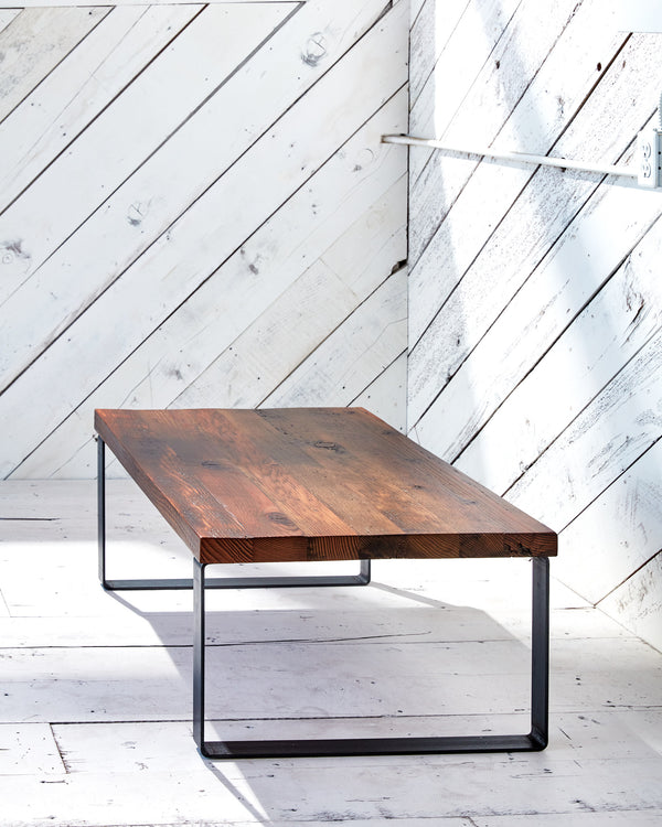 metal and solid wood coffee table