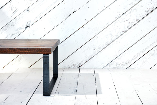 industrial coffee table with steel metal base