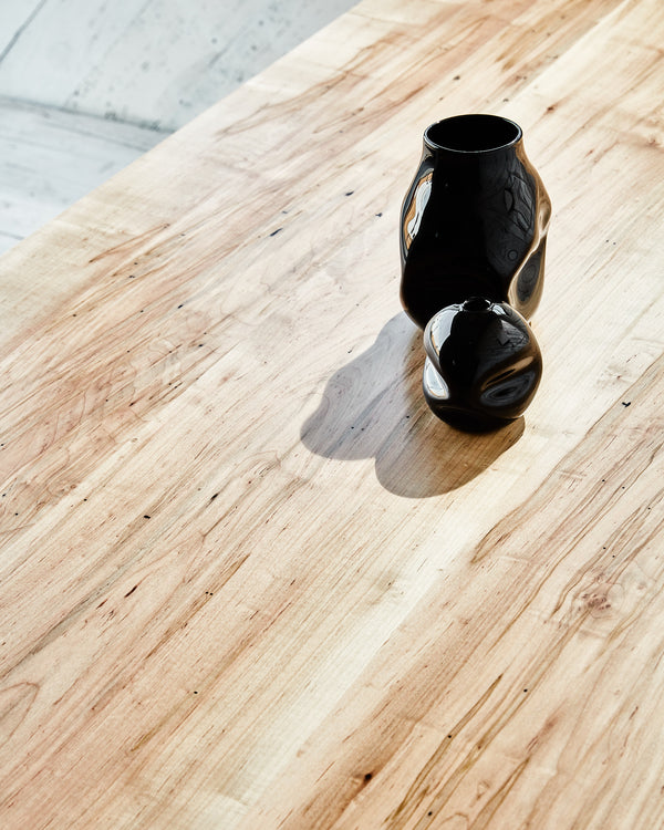 industrial dining table with eco-friendly clear coating