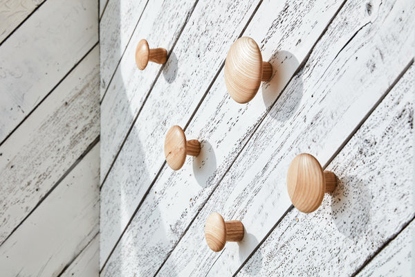 walnut and oak wood wall hooks